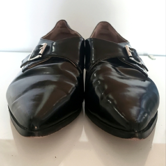 Forever 21 Patent Pointed Retro Shoes Silver Buckle Pointed Toes Comfortable W-9 - Picture 4 of 8